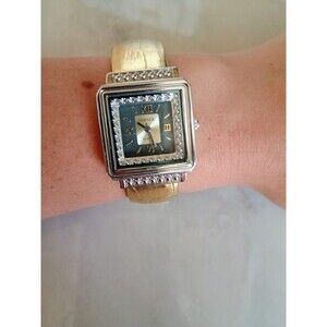 Vintage Terner Gold Tone Watch Cuff Band With Rhinestones Working